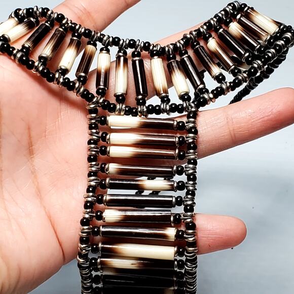 Porcupine Quill Beaded Handmade Choker Necklace 14" - Picture 12 of 13